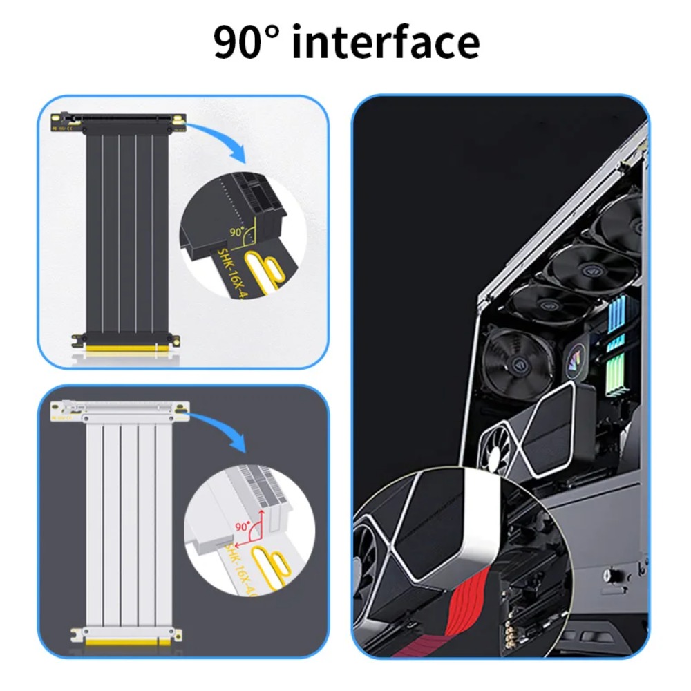 PCI‑E 4.0/3.0 X16 GPU Riser Ca - огляд і ціна Pcie 4.0 X16 Riser Cable 90 Degree