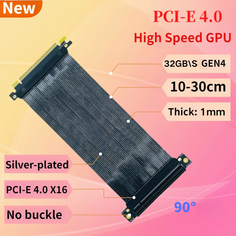 PCI-E 4.0 X16 Graphics Card Sh - огляд і ціна Pcie 4.0 X16 Riser Cable 90 Degree