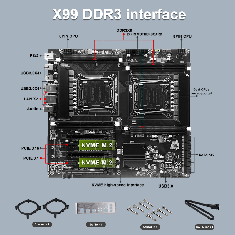 X99 Dual-socket Cpu Motherboar - огляд і ціна X99 Dual Cpu Motherboard Combo